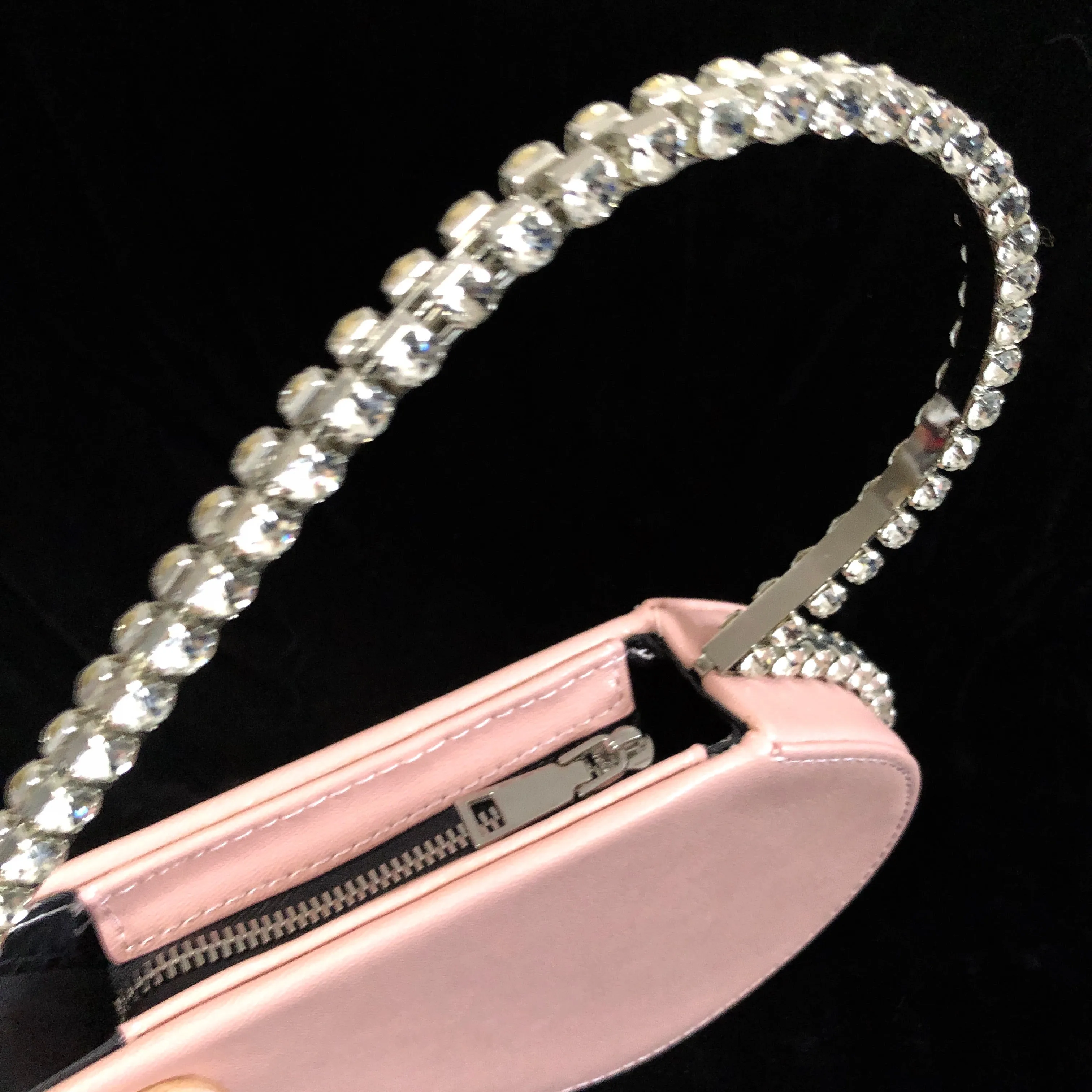 UNUSUAL SPLICED HEART SHAPED  BAG WITH RHINESTONES
