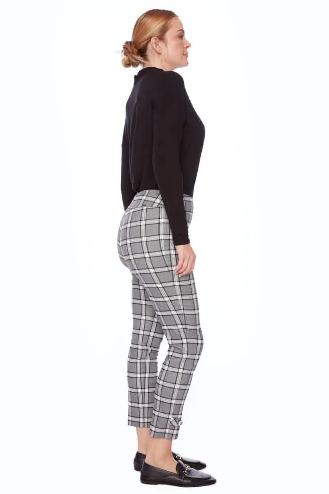 Up - Lenka Metallic Plaid Techno Ankle Pants