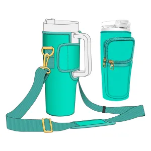 Vibrant Green 40oz Tumbler Bottle Carrier with Adjustable Strap