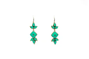 Vibrant Tibetan Turquoise Dangle Earrings