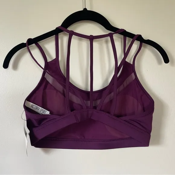 Victoria's Secret Sport Purple Sports Bra Mesh V Strap Caged Back size Small NEW
