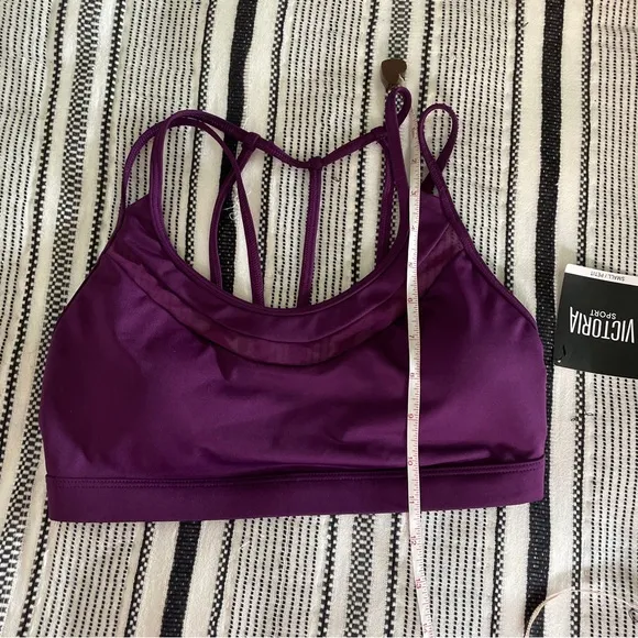 Victoria's Secret Sport Purple Sports Bra Mesh V Strap Caged Back size Small NEW