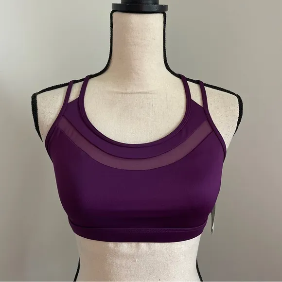 Victoria's Secret Sport Purple Sports Bra Mesh V Strap Caged Back size Small NEW