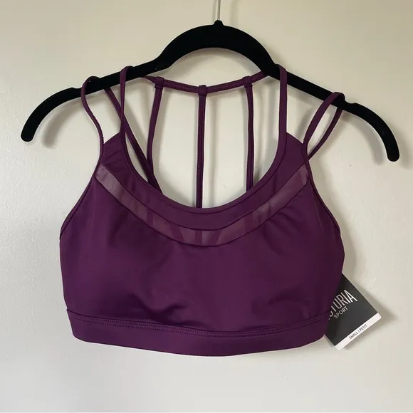 Victoria's Secret Sport Purple Sports Bra Mesh V Strap Caged Back size Small NEW