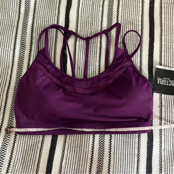 Victoria's Secret Sport Purple Sports Bra Mesh V Strap Caged Back size Small NEW