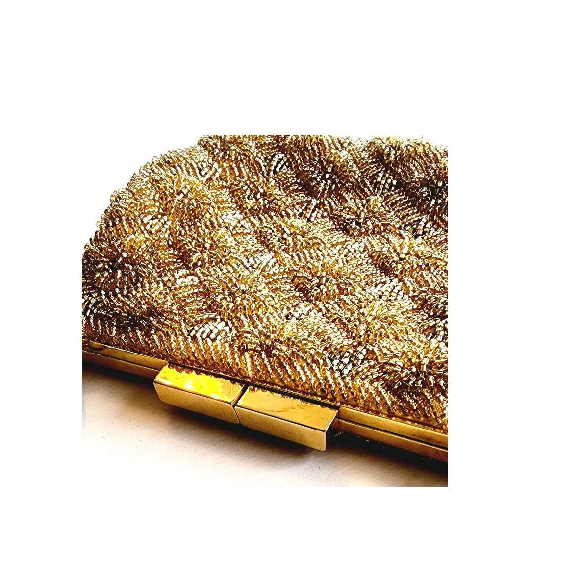 Vintage 50s Evening Bag Beaded Gold