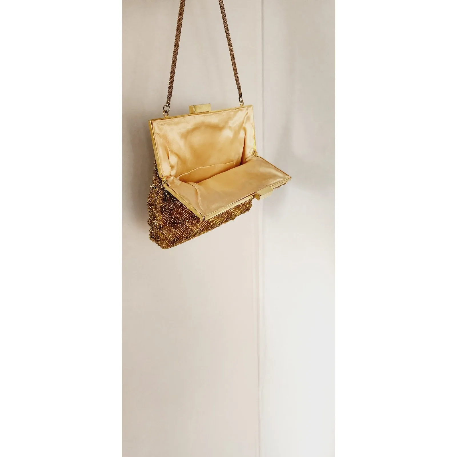 Vintage 50s Evening Bag Beaded Gold