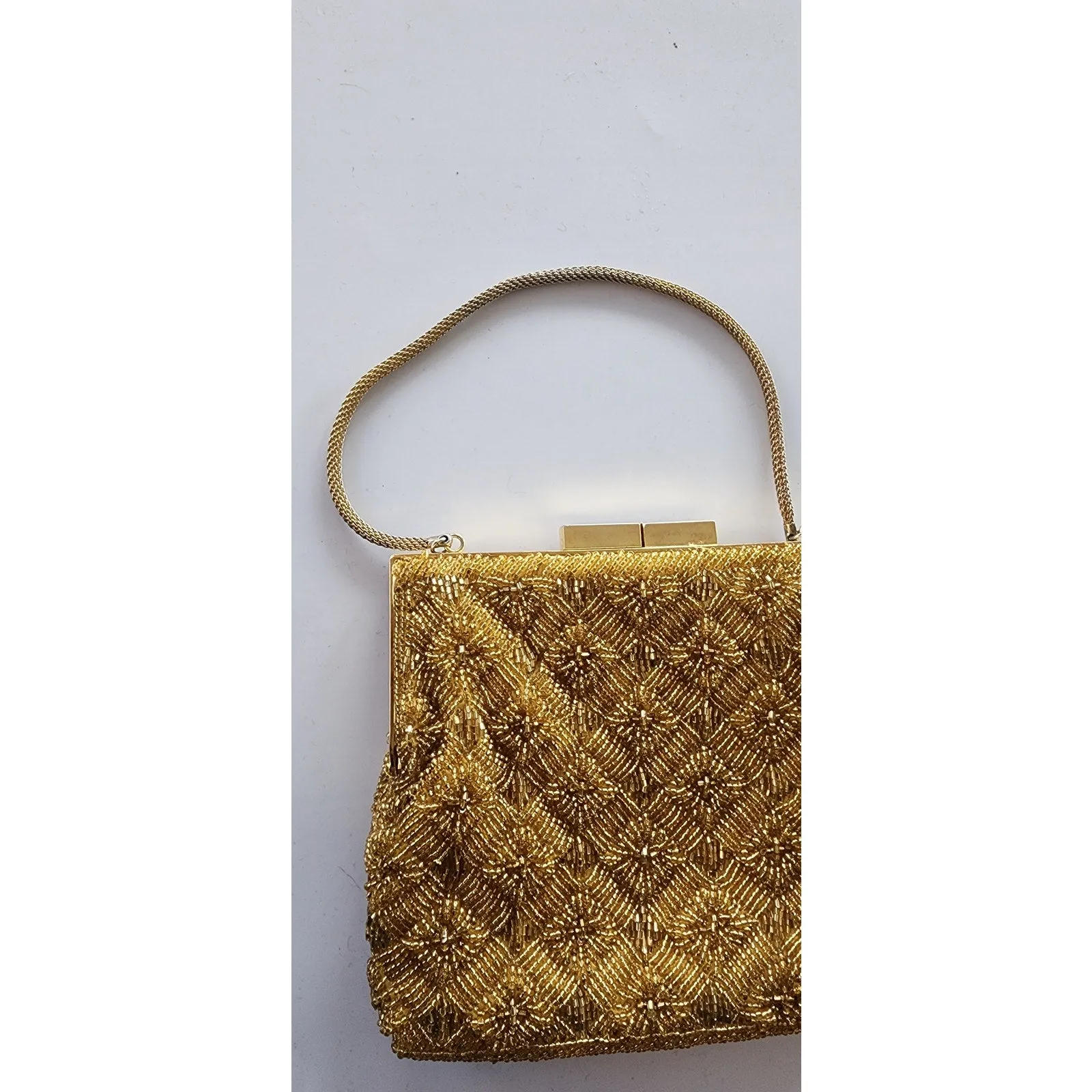 Vintage 50s Evening Bag Beaded Gold