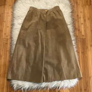 Vintage Blassport Ultra Suede Pleated Tan Brown Womens Midi Skirt 8 (fit like 4)