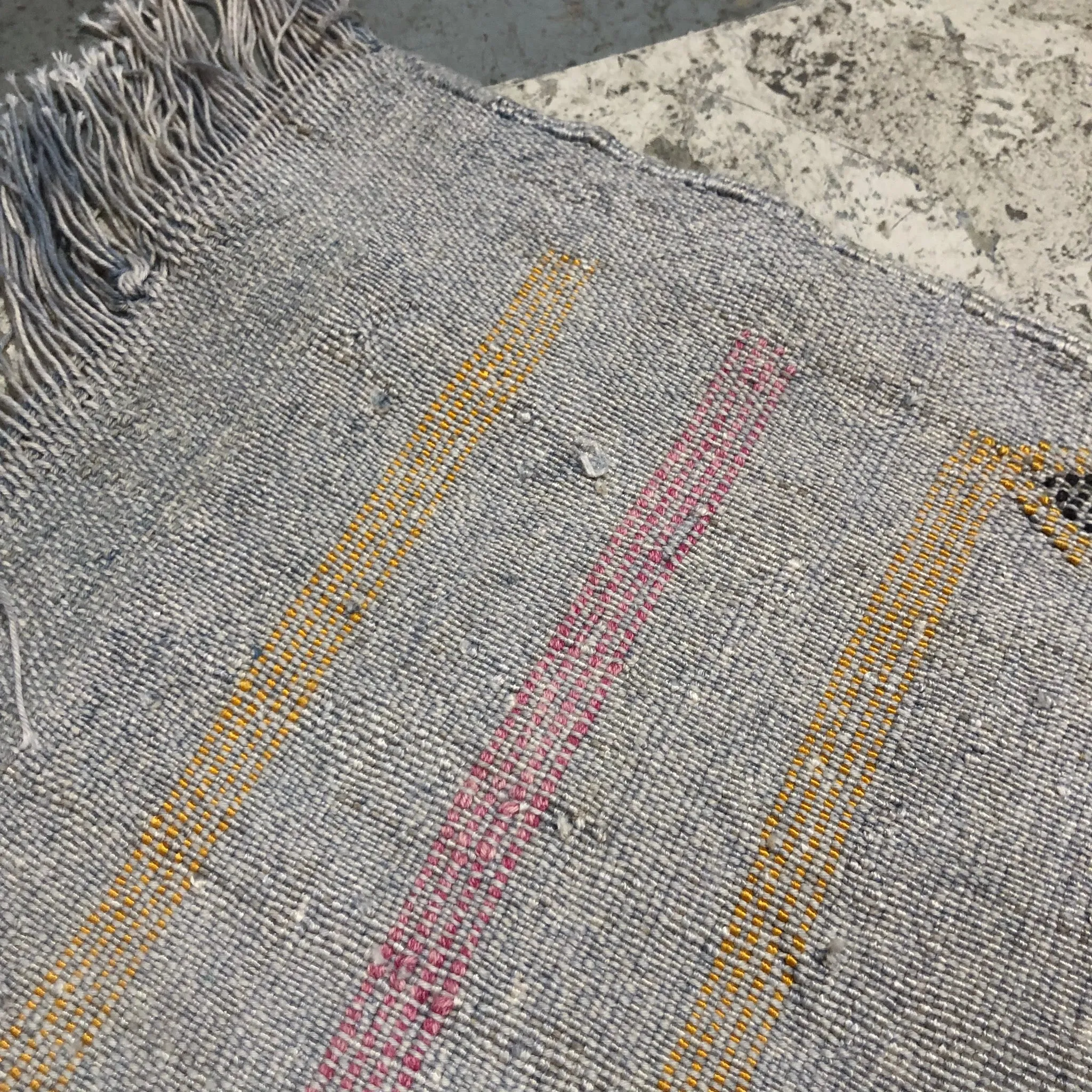 Vintage Handwoven Moroccan Cactus Fiber Rug
