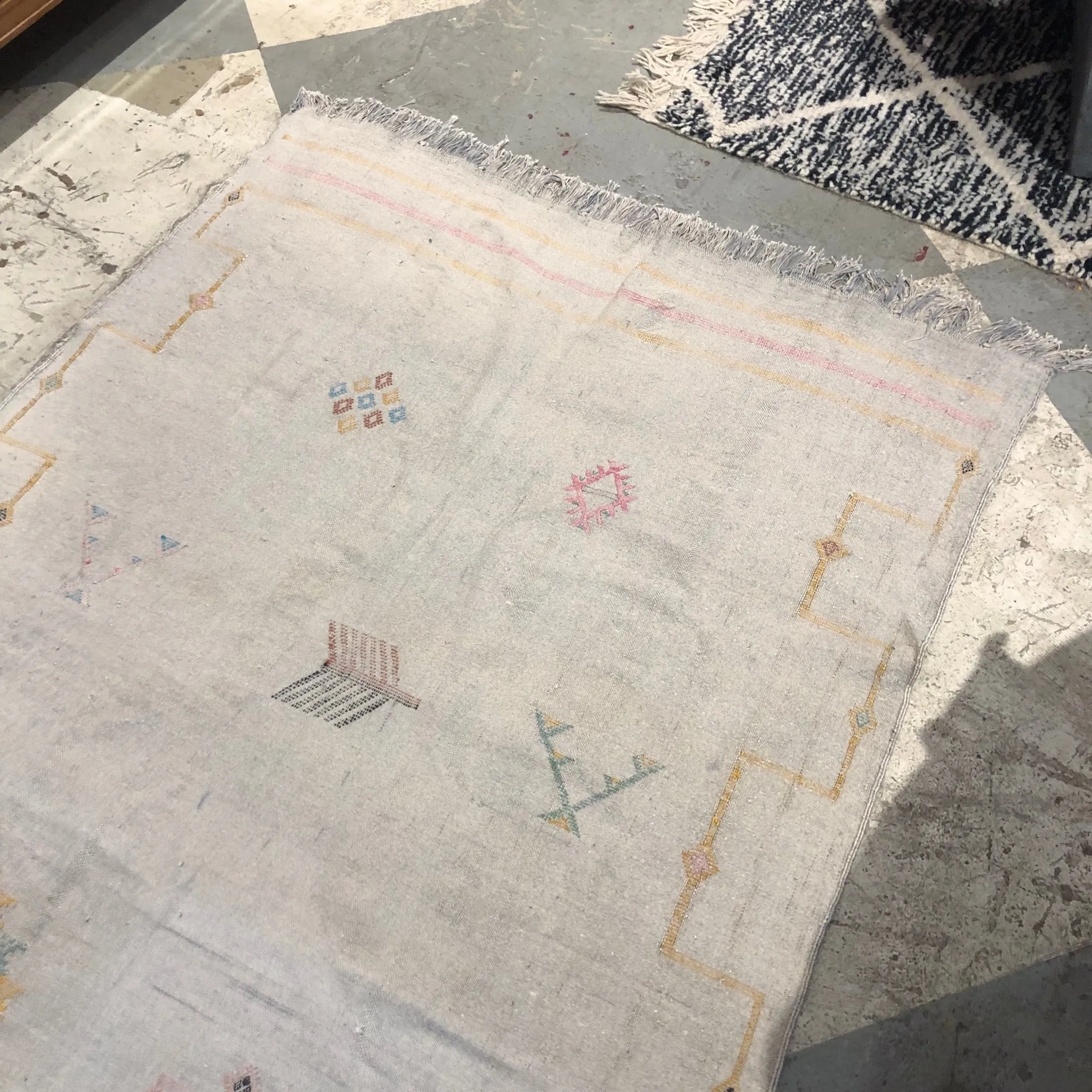 Vintage Handwoven Moroccan Cactus Fiber Rug