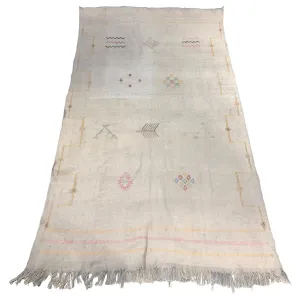 Vintage Handwoven Moroccan Cactus Fiber Rug