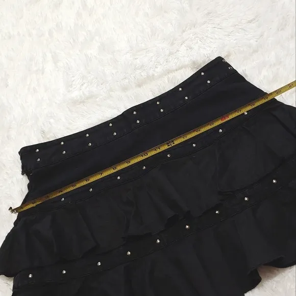 Vintage Illig Studded Ruffle Skirt - Black/Silver
