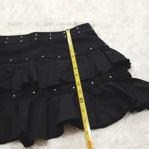 Vintage Illig Studded Ruffle Skirt - Black/Silver
