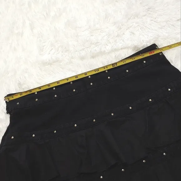 Vintage Illig Studded Ruffle Skirt - Black/Silver