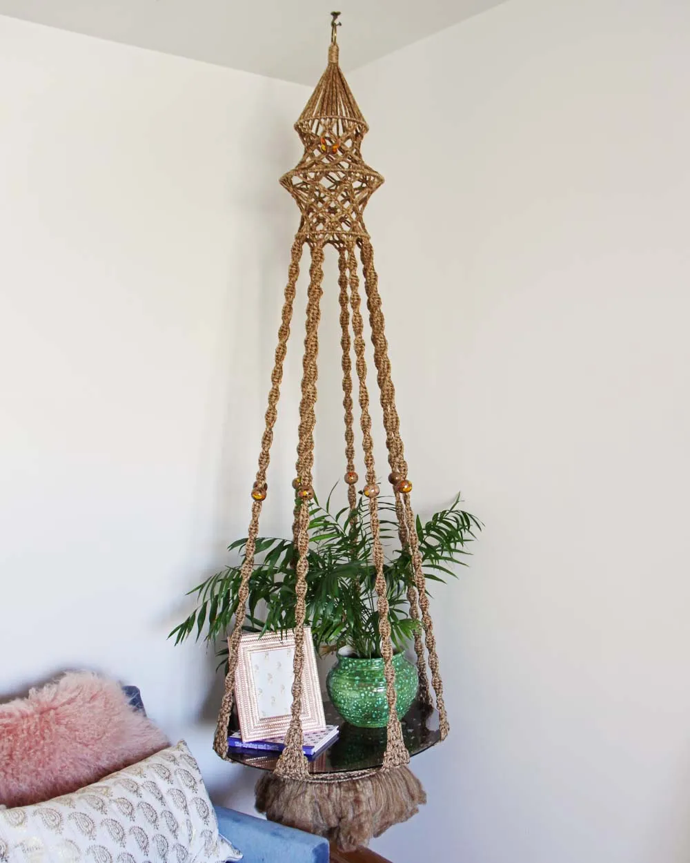 Vintage Macrame Hanging Table