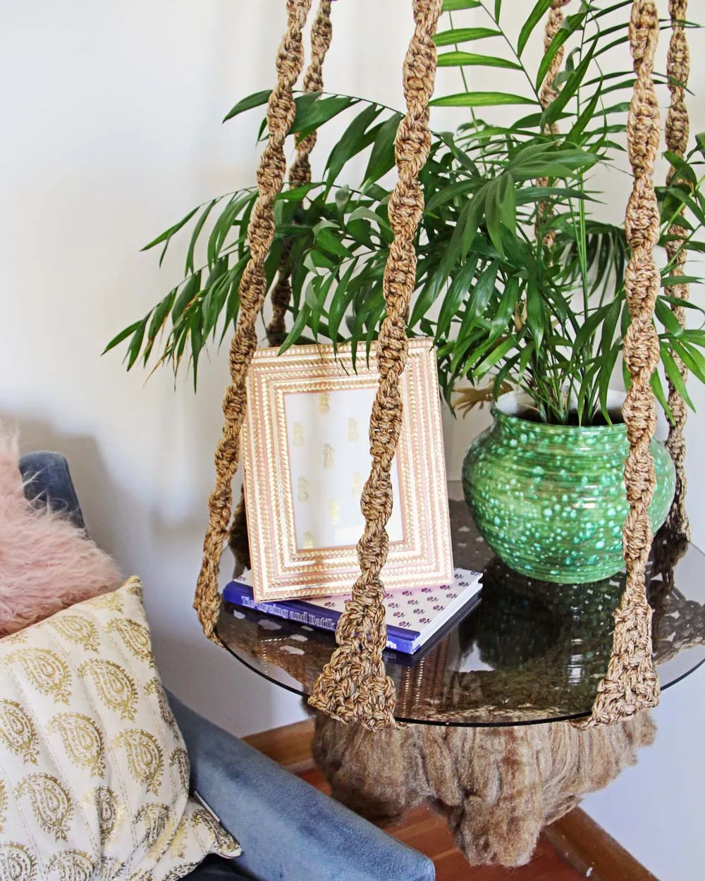 Vintage Macrame Hanging Table