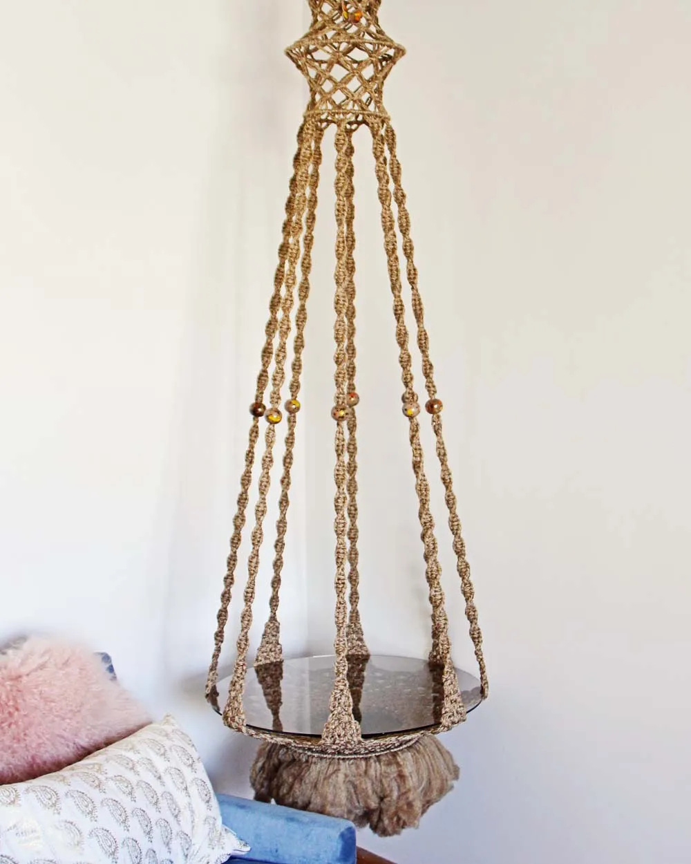 Vintage Macrame Hanging Table