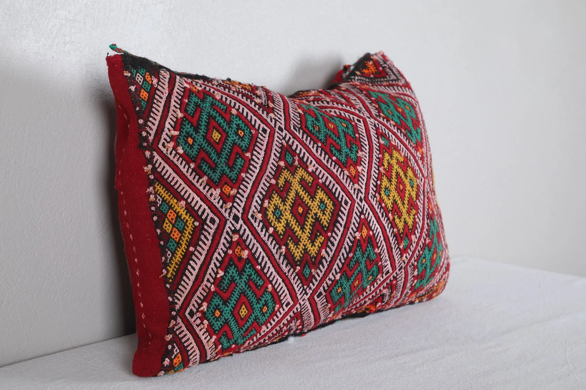 Vintage Moroccan Kilim Pillow 14.9 INCHES X 22.4 INCHES