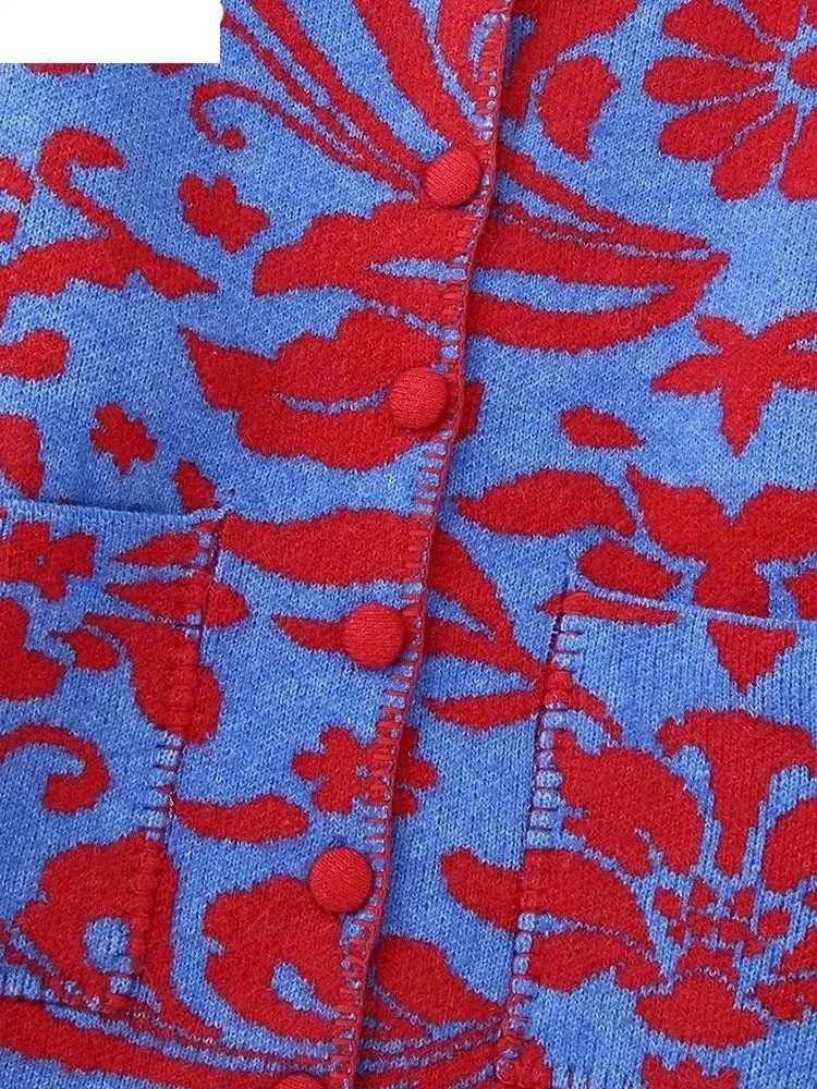 Vintage O Neck Flower Sweater