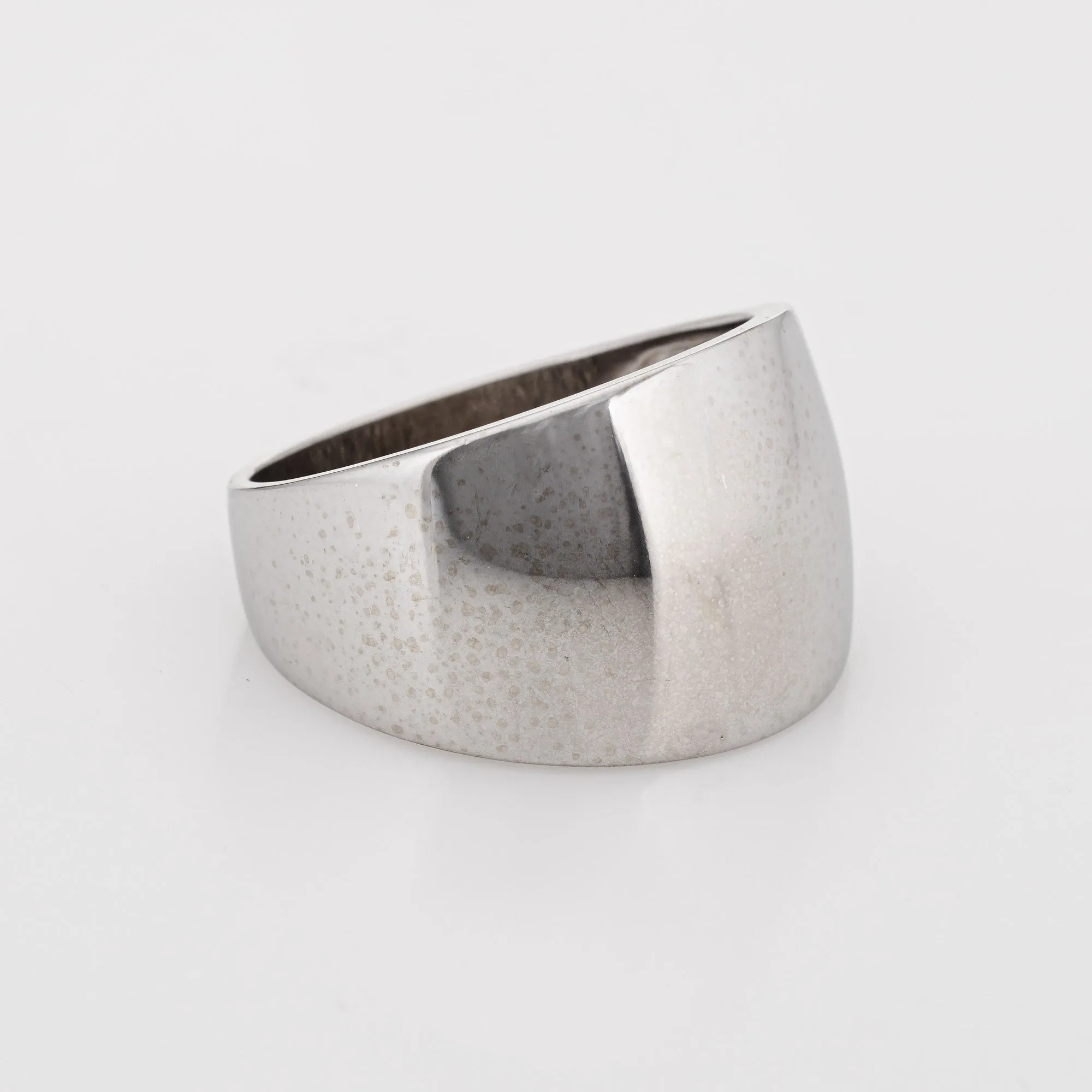 Vintage Wide Band Cigar Ring 14k White Gold Sz 7 Estate Fine Jewelry