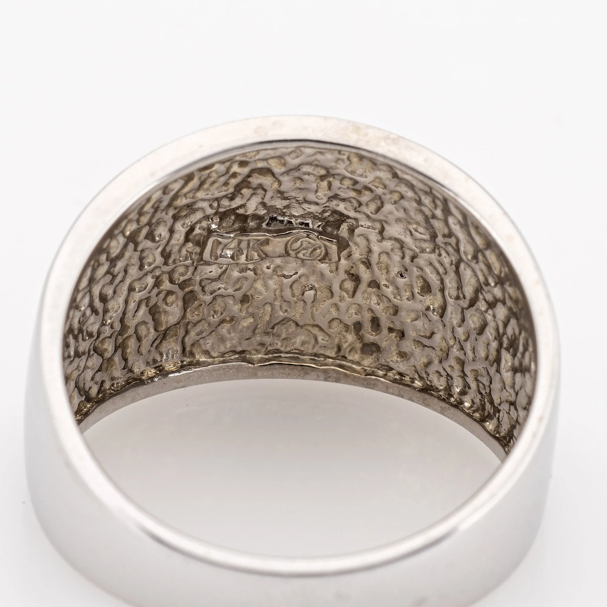 Vintage Wide Band Cigar Ring 14k White Gold Sz 7 Estate Fine Jewelry