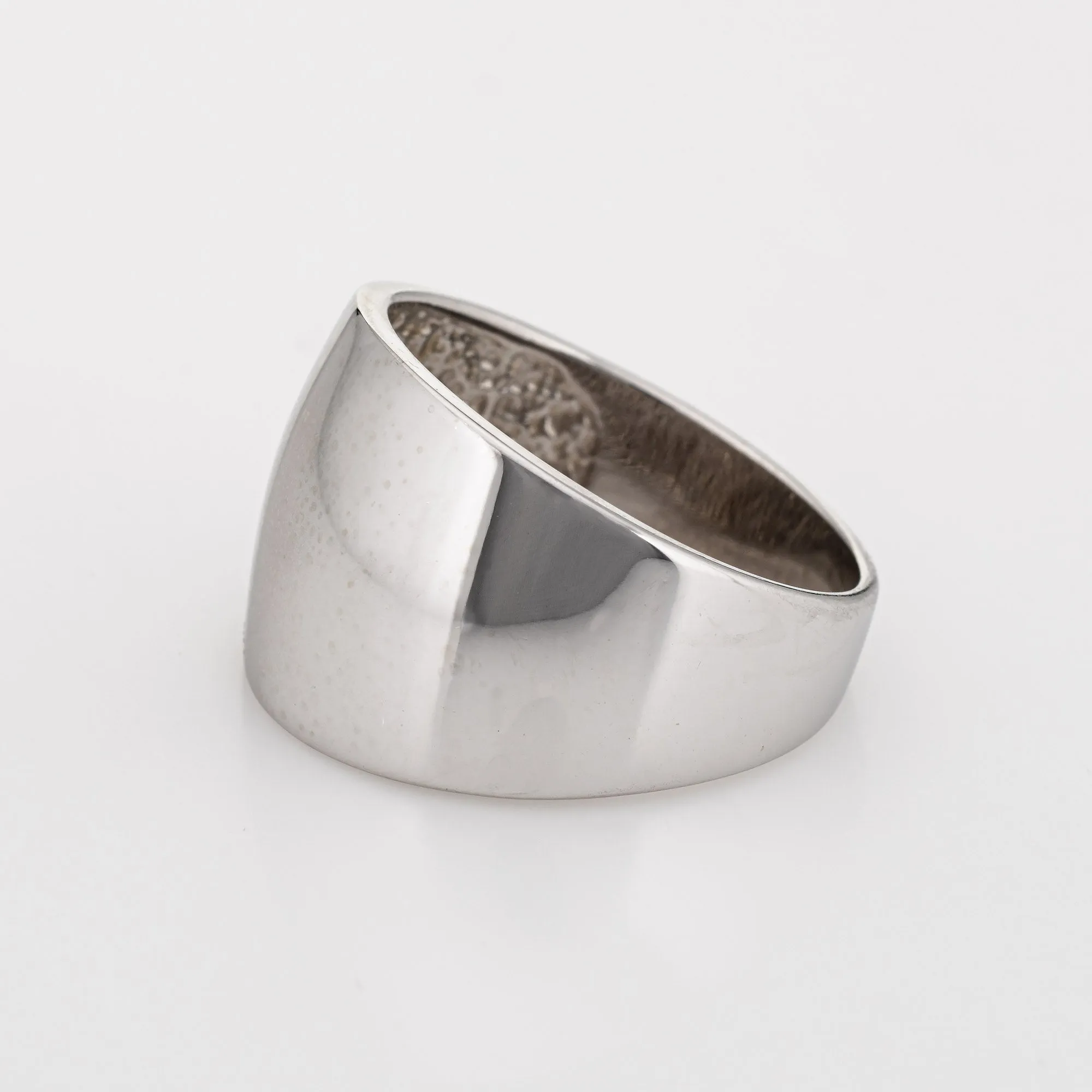 Vintage Wide Band Cigar Ring 14k White Gold Sz 7 Estate Fine Jewelry