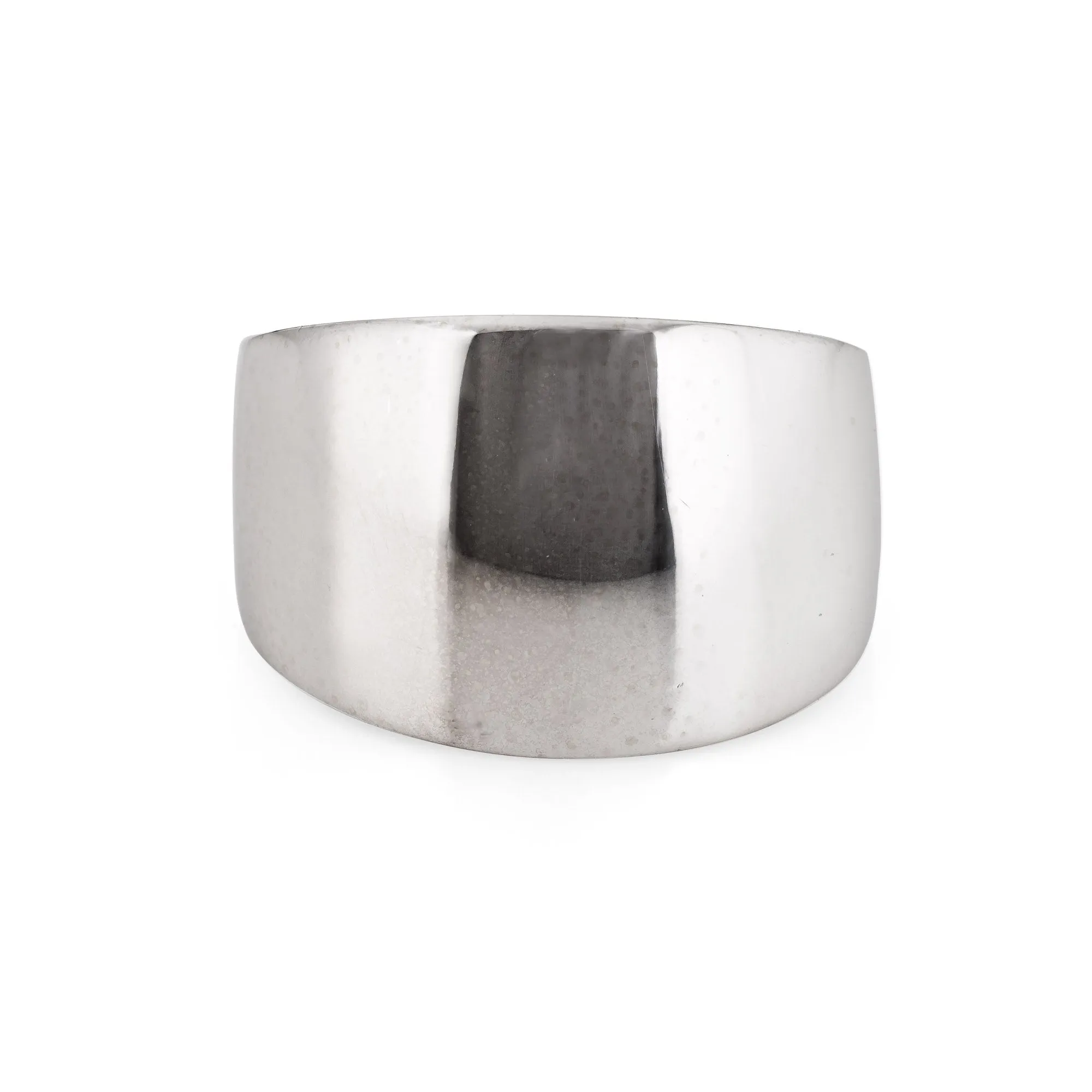 Vintage Wide Band Cigar Ring 14k White Gold Sz 7 Estate Fine Jewelry