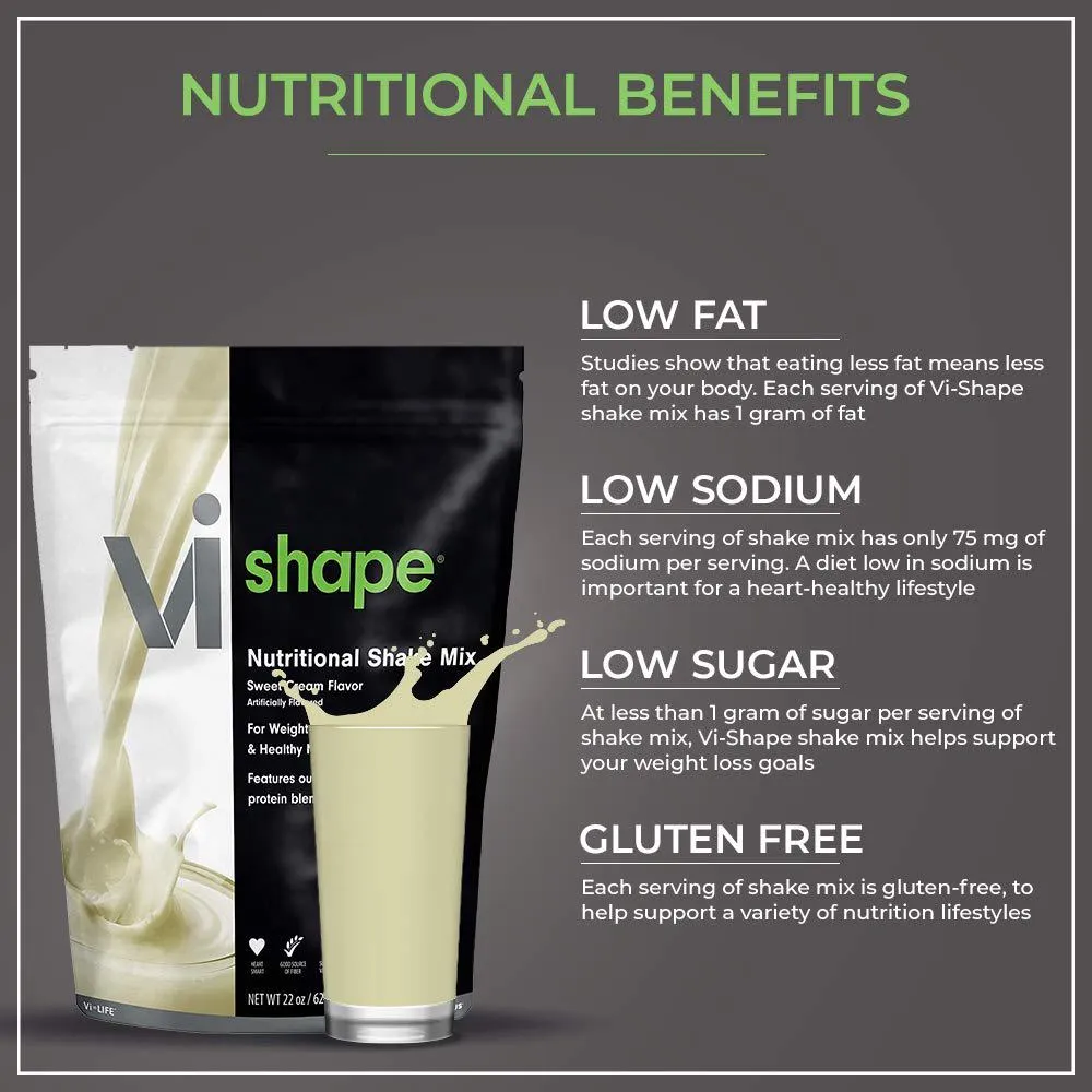 ViSalus Vi Shape Nutritional Shake Mix Sweet Cream Flavor | 4 Bags (22oz Each / 96 Total Servings)