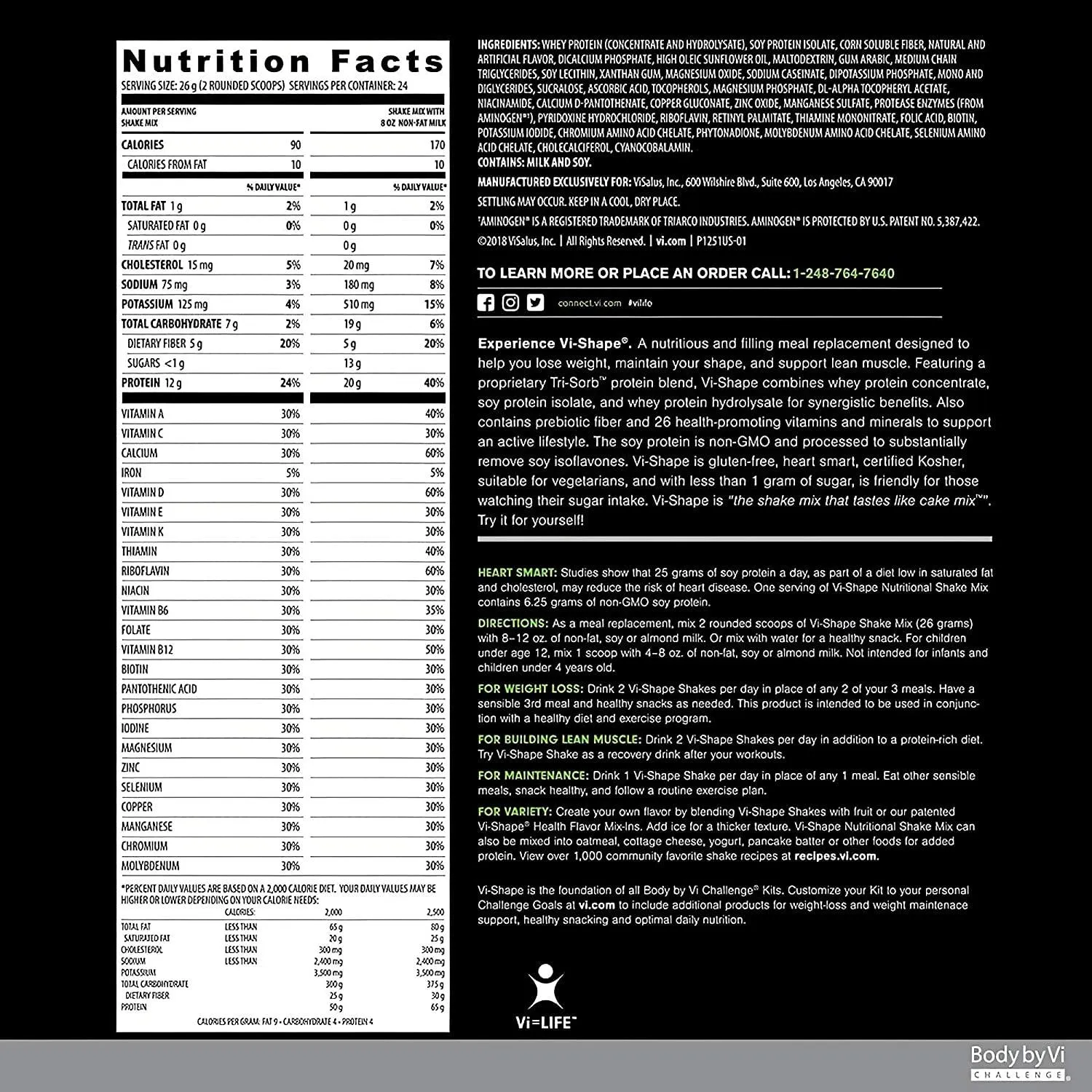 ViSalus Vi Shape Nutritional Shake Mix Sweet Cream Flavor | 4 Bags (22oz Each / 96 Total Servings)