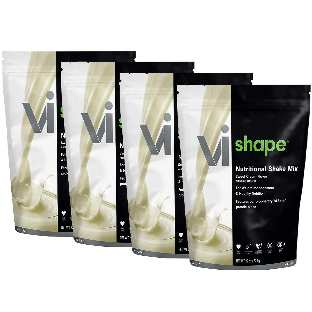 ViSalus Vi Shape Nutritional Shake Mix Sweet Cream Flavor | 4 Bags (22oz Each / 96 Total Servings)