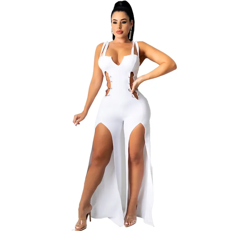Vivian Sleeveless Cutout Lace-Up Split Leg Jumpsuit
