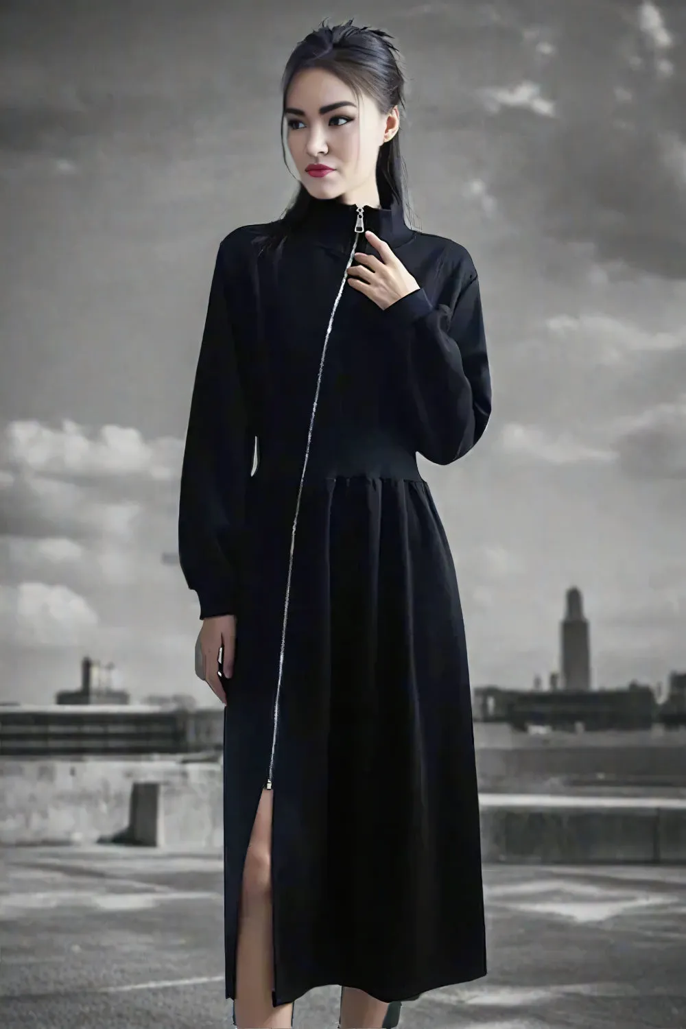 Voidwalk Zipper Midi Dress