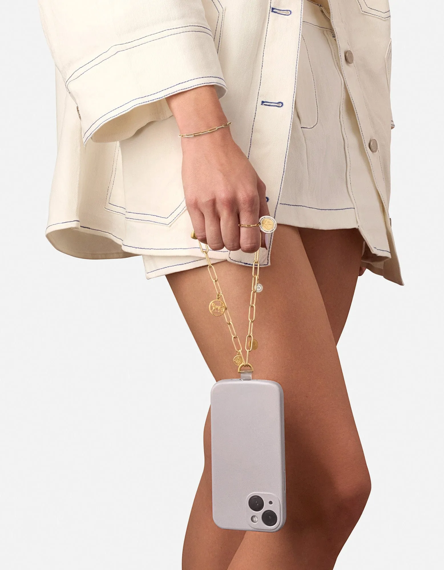 Volt Link Phone Strap, Gold/Charms
