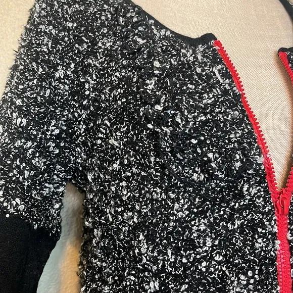 VTG Angie Black and White Knit Dress Sweater Red zipper Y2K Size Large