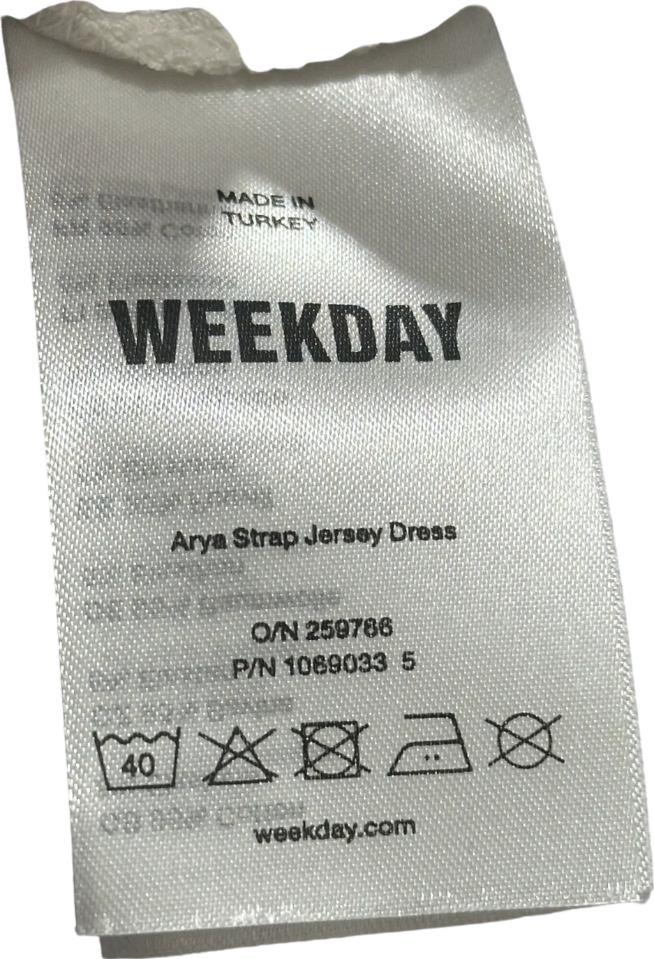 Weekday White Arya Strap Jersey Dress UK S