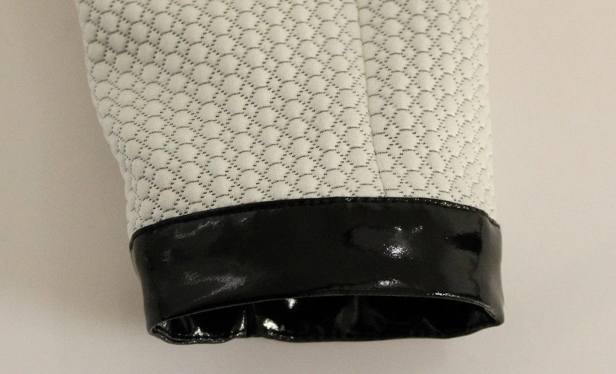 White Black Zipper Closure Cropped Jacket
