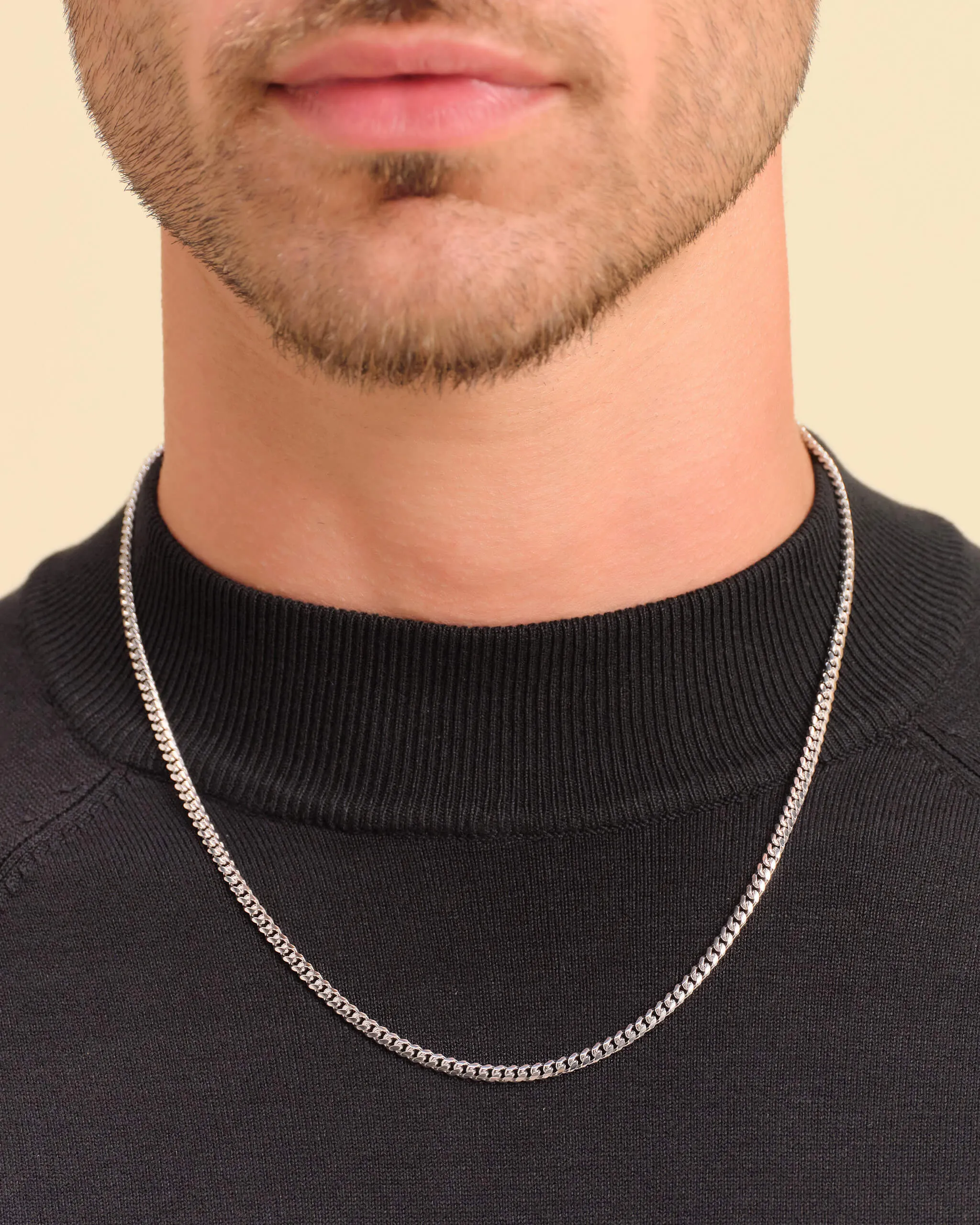 White Gold Cuban Link Chain - 3mm