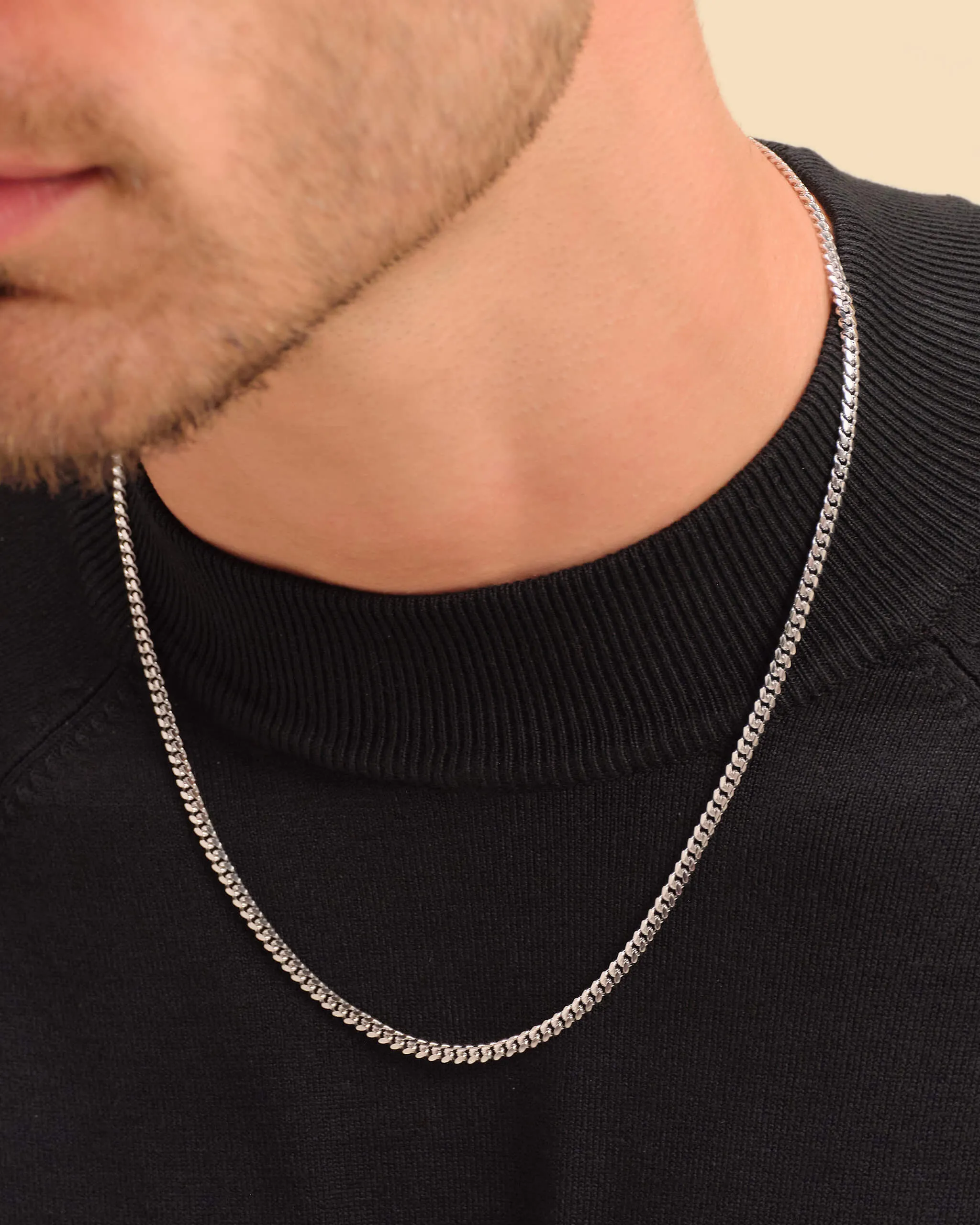 White Gold Cuban Link Chain - 3mm