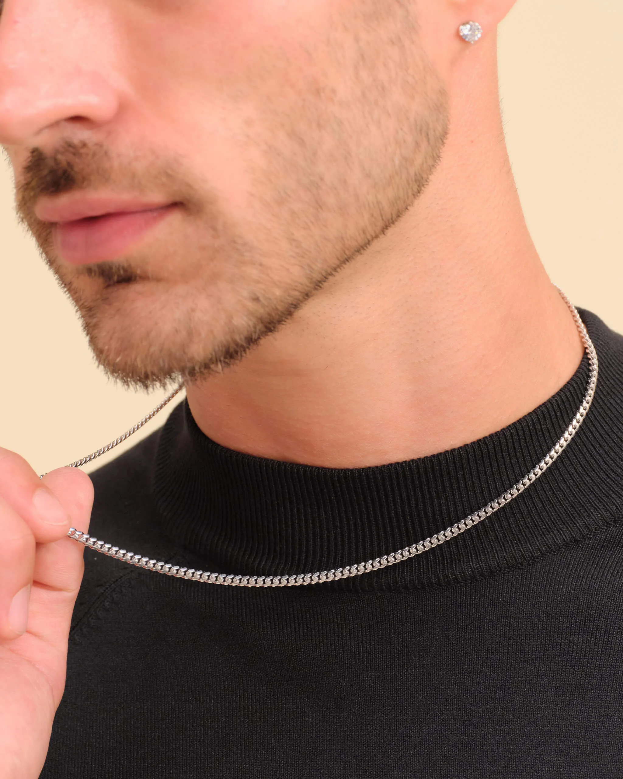White Gold Cuban Link Chain - 3mm