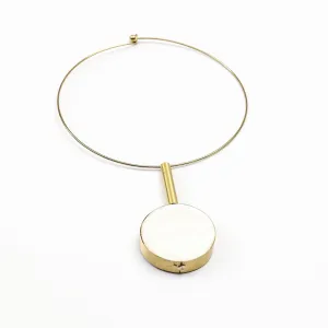 White Statement Necklace - Handmade Choker Pendula