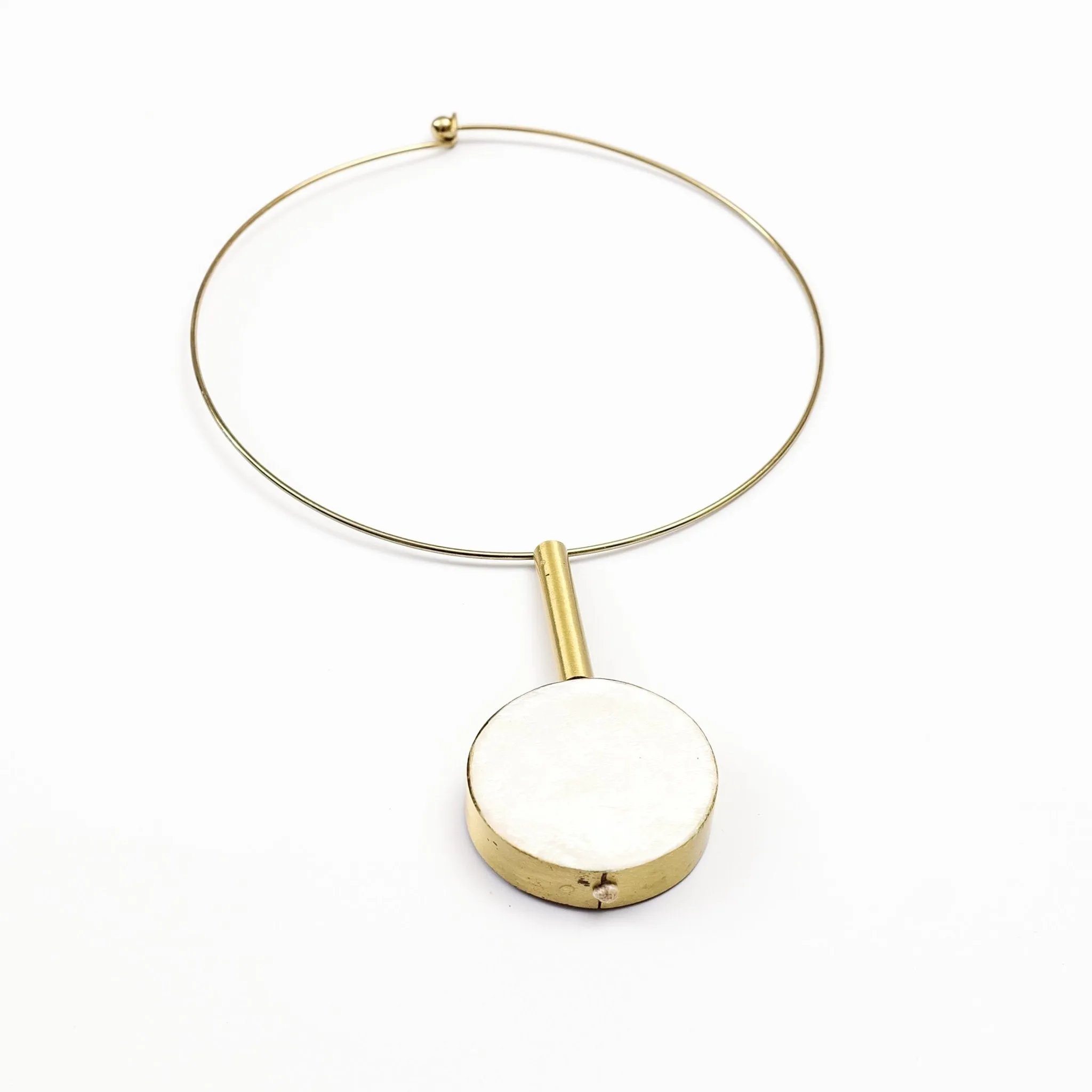 White Statement Necklace - Handmade Choker Pendula