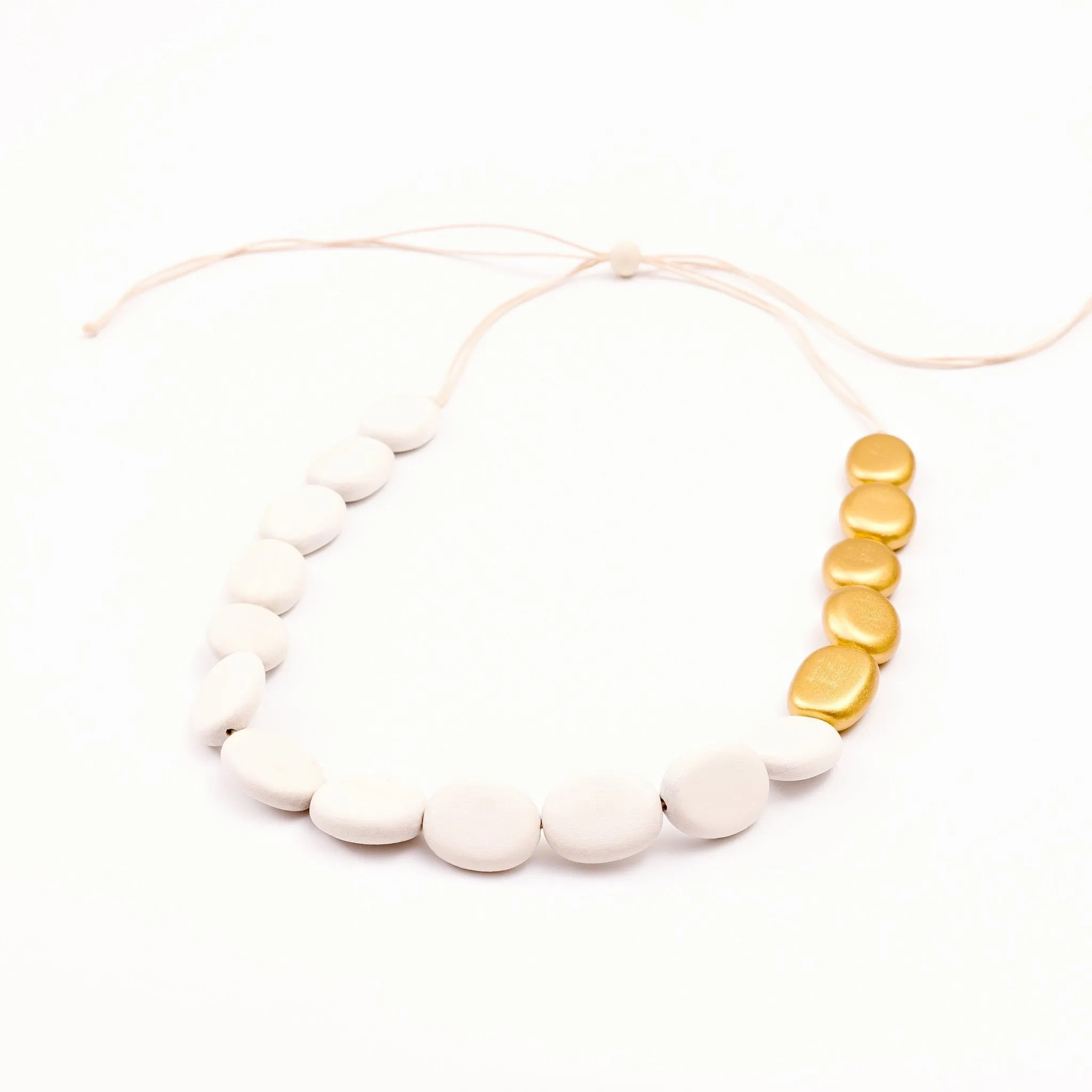 White Wooden Bead Necklace Guija