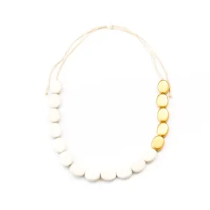 White Wooden Bead Necklace Guija