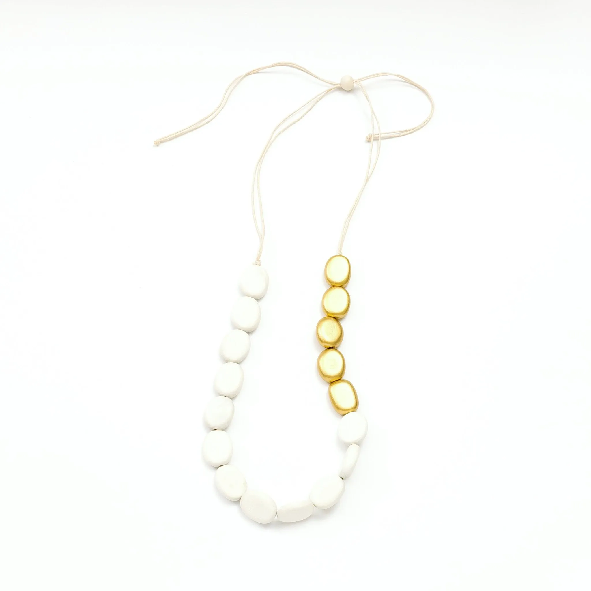 White Wooden Bead Necklace Guija