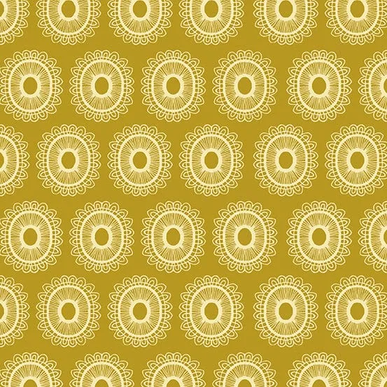 Winged Garden Radiant Revival Golden Cream Yellow Fabric A-1071-Y