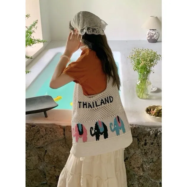 with Elephant for Tote First-time buyer discount | Handwoven Cotton Crossbody Bag Pattern Rope 58cm Women Fiber Large Width Fast international delivery Natural 35cm Bag –