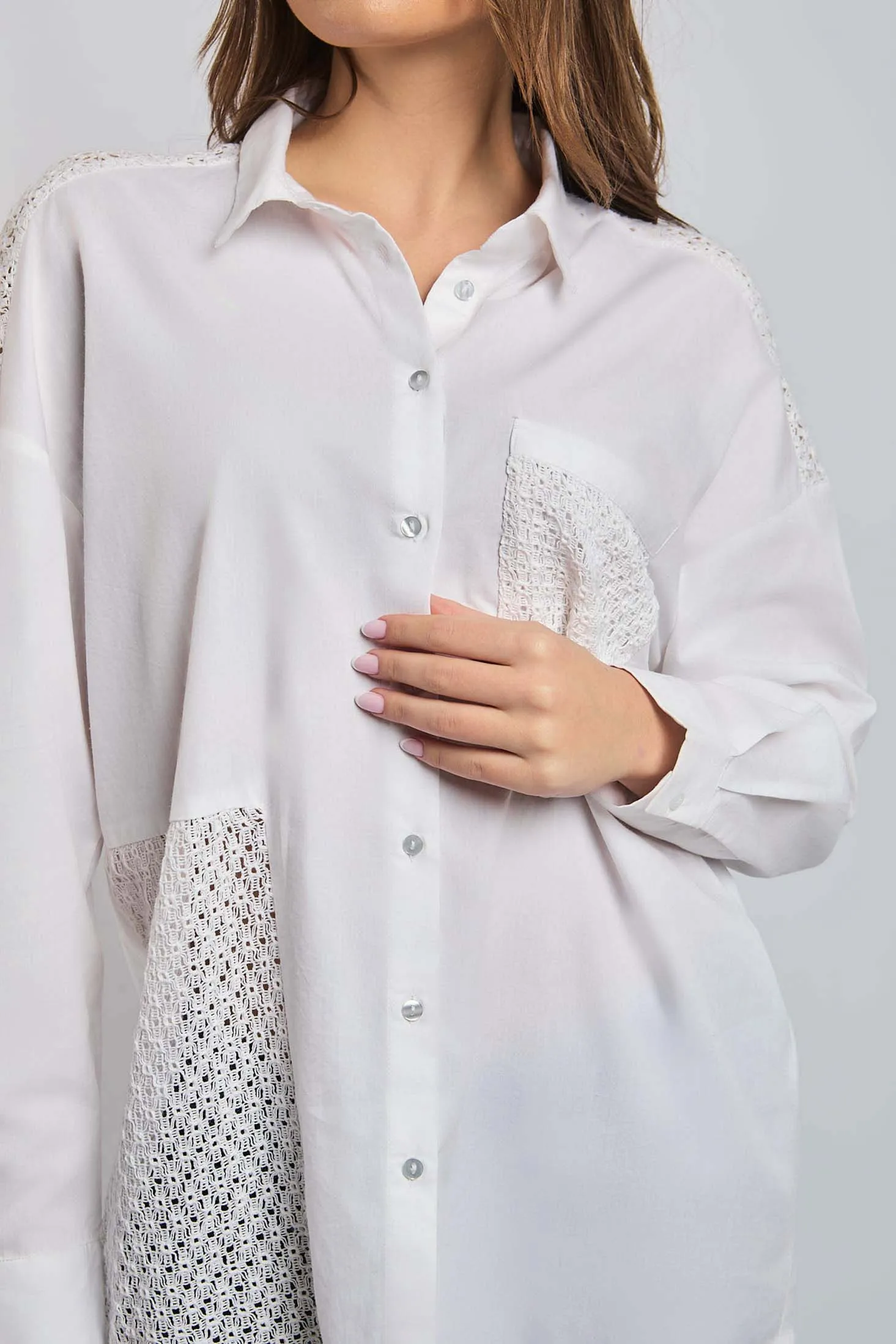 Women Dress Long Sleeve Shirt Off White