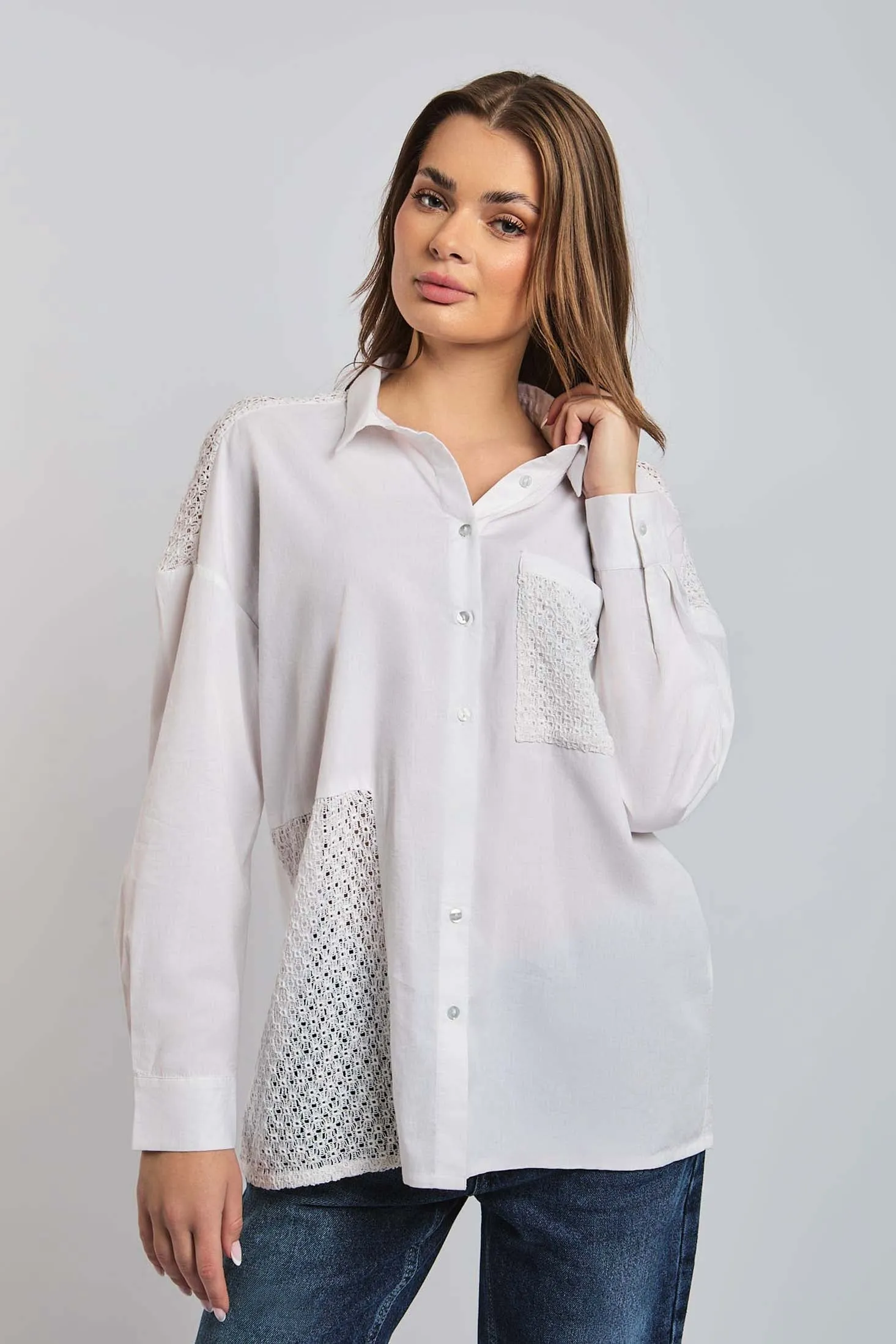 Women Dress Long Sleeve Shirt Off White