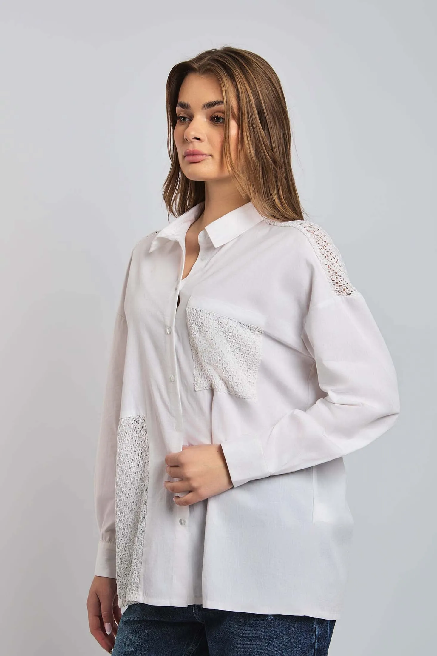 Women Dress Long Sleeve Shirt Off White